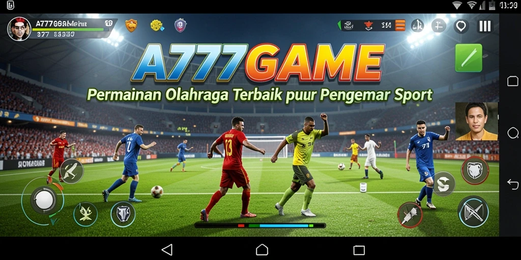 Screenshot A777GAME menampilkan gameplay olahraga yang mendebarkan.