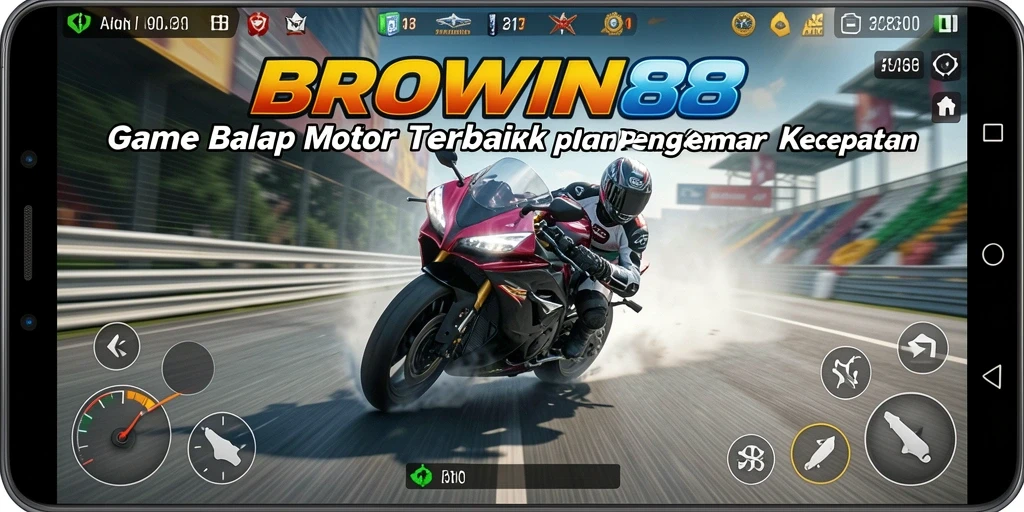 Tampilan gameplay BROWIN88 dengan motor balap yang memacu adrenalin.