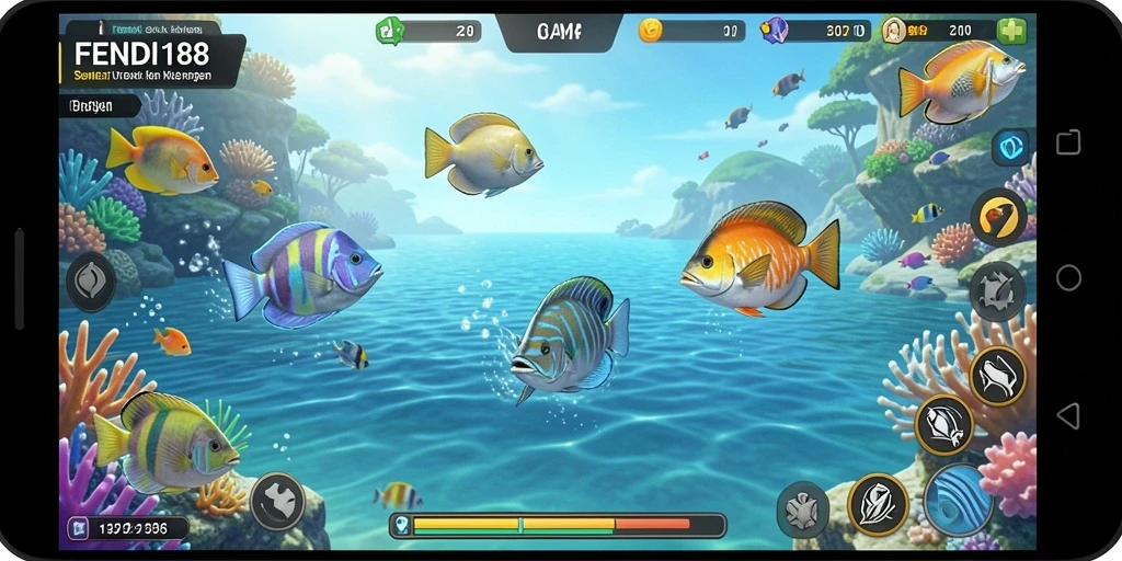 Tampilan gameplay seru Tembak Ikan di FENDI188.