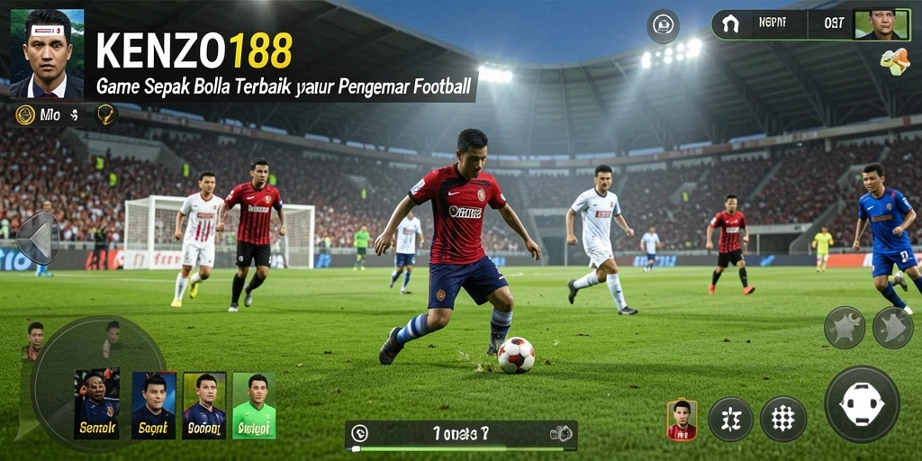 Tangkapan layar KENZO188 menampilkan aksi seru permainan sepak bola.