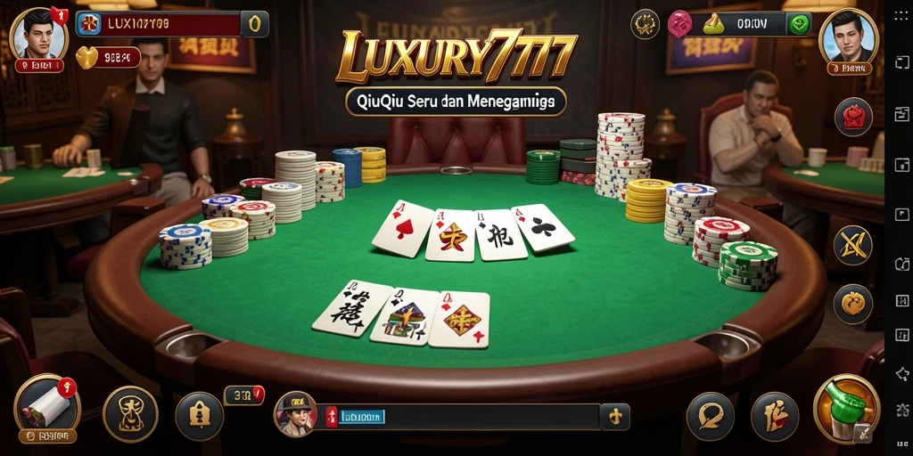 Tangkapan layar gameplay LUXURY777 yang menunjukkan aksi QiuQiu yang menegangkan.