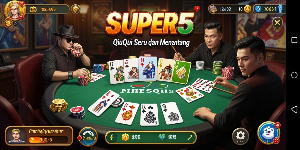 Tampilan gameplay seru di SUPER5, permainan QiuQiu yang menantang.